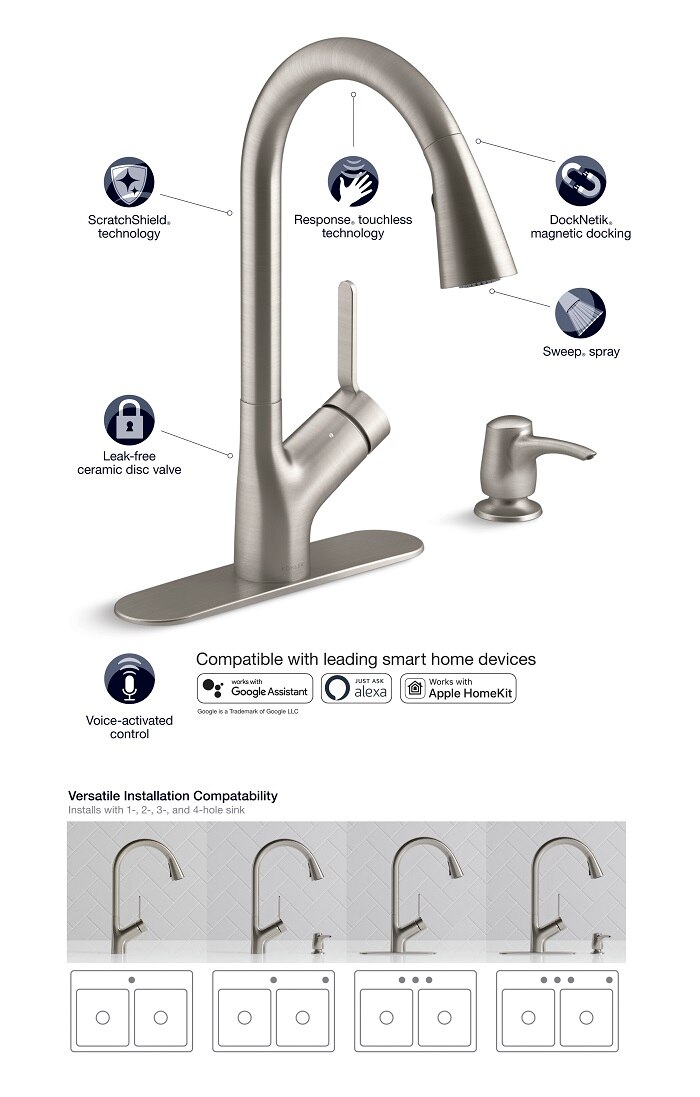 Setra SingleHandle Voice Activated PullDown Sprayer Kitchen Faucet